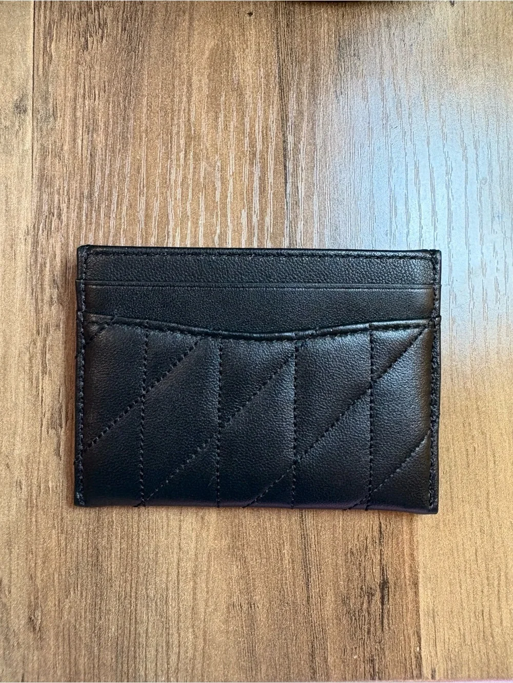 Coach quilted card holder black with brass hardware